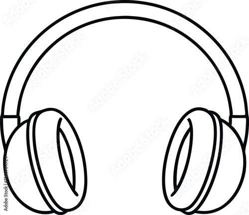 Headphone outline coloring book page, Headphone line art vector