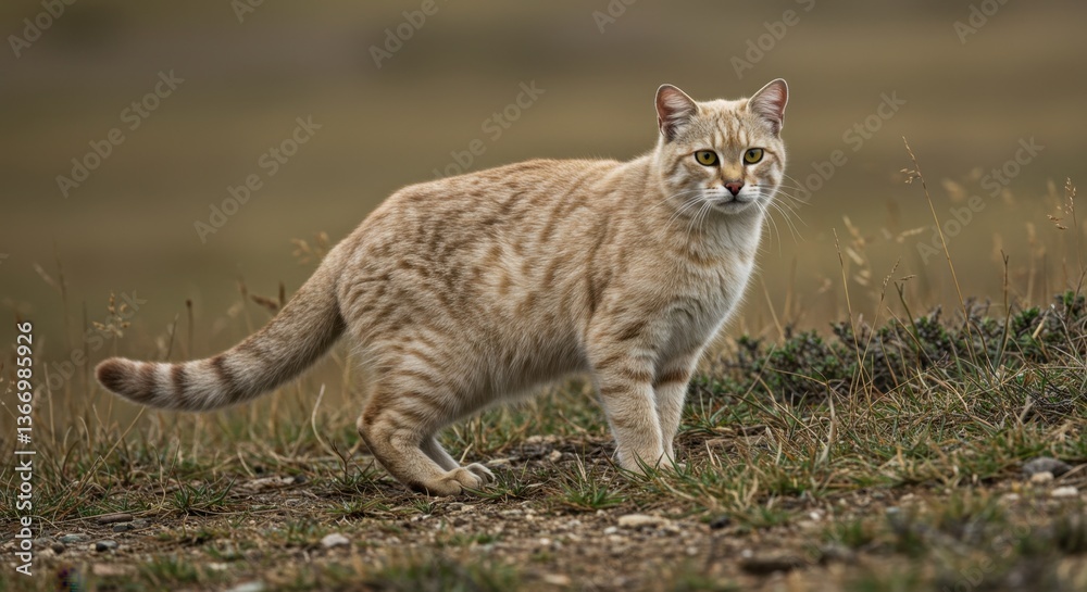 Wildcat in Grassland Hunting in Nature Wildcat in Grassland Hunting in Nature