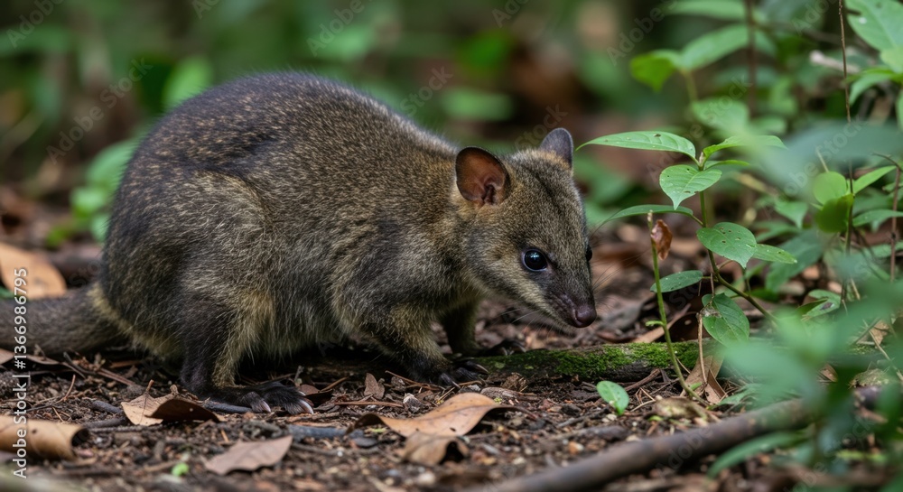 Adorable Pademelon in Lush Rainforest Habitat Adorable Pademelon in Lush Rainforest Habitat