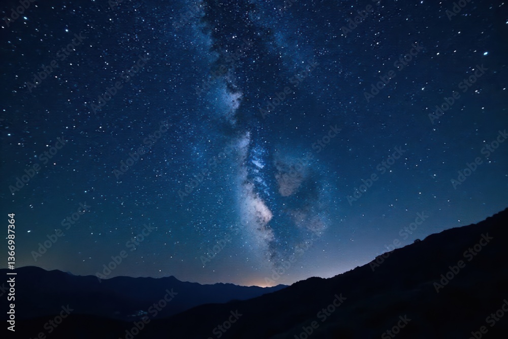 Fototapeta premium Starry night sky with glittering stars against a dark canvas, night sky, universe
