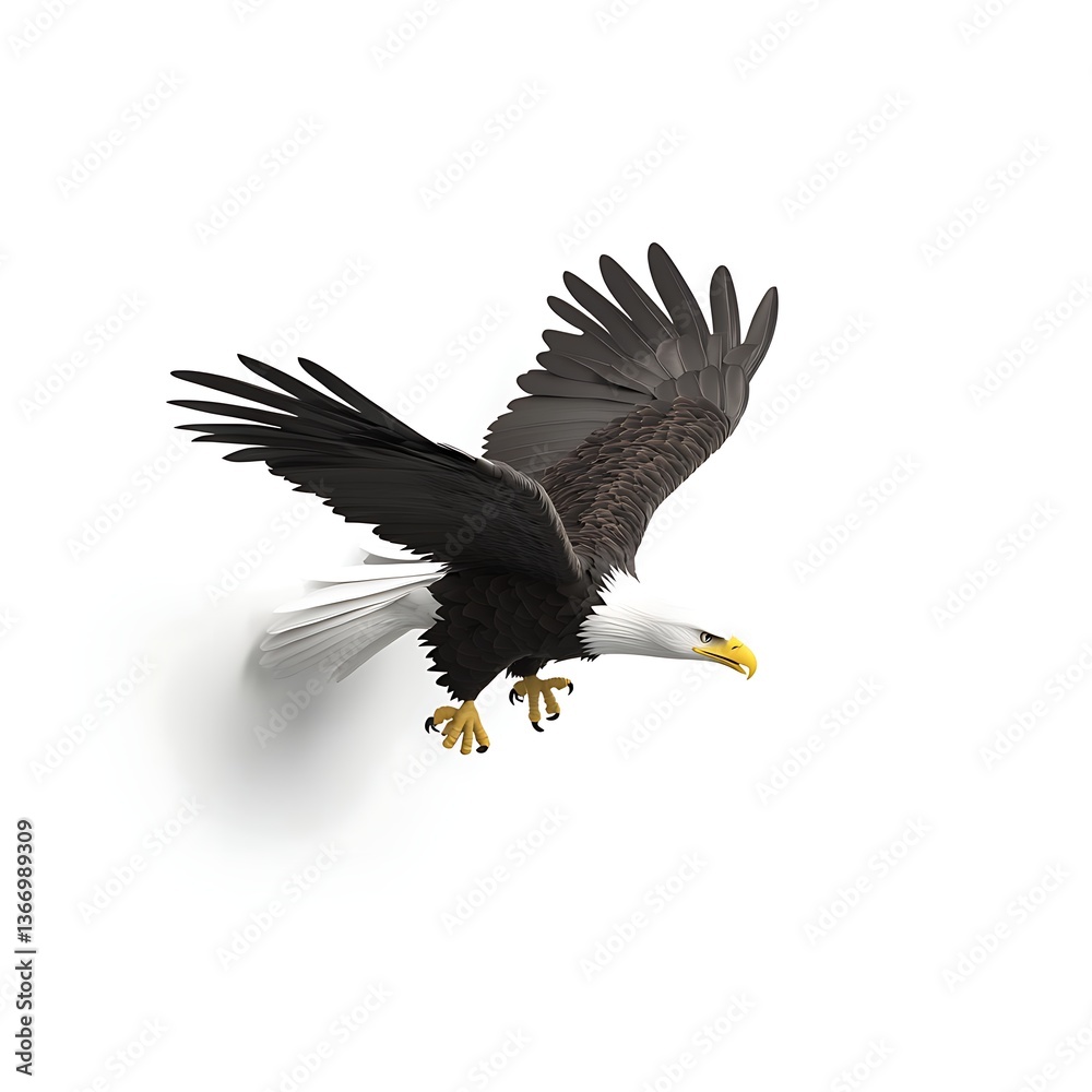 Obraz premium 3D logo bald eagle diving to grab prey