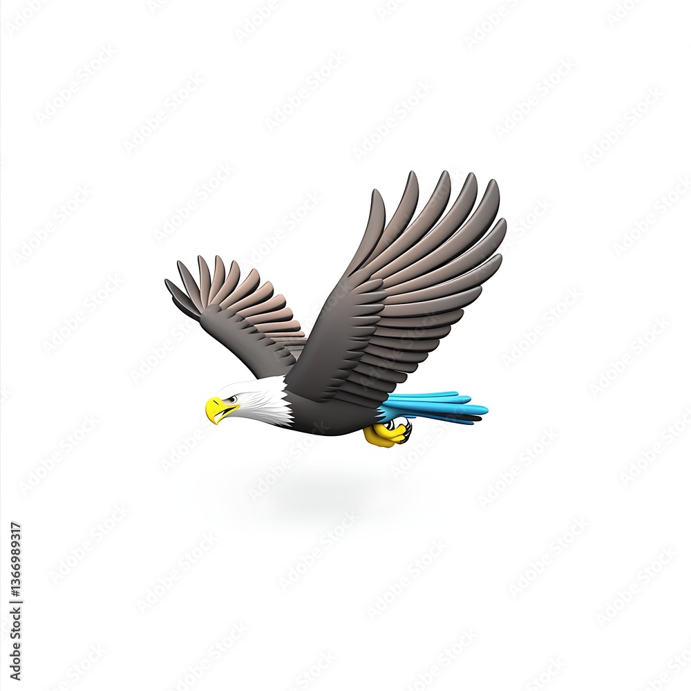Obraz premium 3D logo bald eagle diving to grab prey