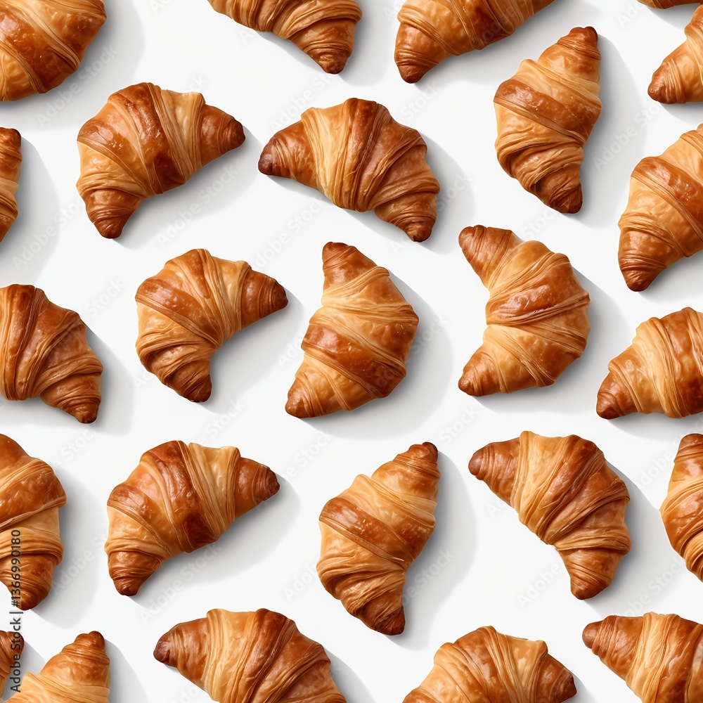 Delicious Croissant Pattern on White Background Delicious Croissant Pattern on White Background