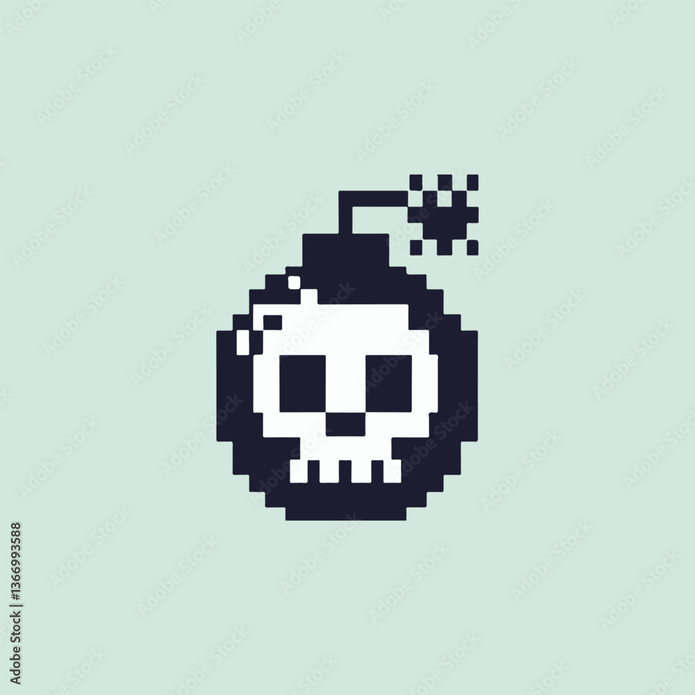 Skull bomb pixel logo Skull bomb pixel logo