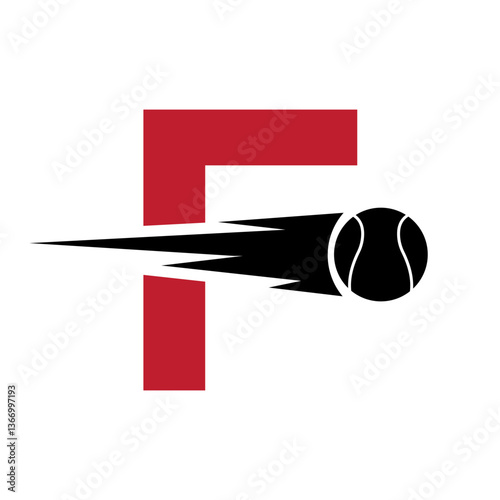 Initial Letter F Tennis Ball Logo Design With Speed Symbol. Tennis Ball Logo For Academy and Club Sign