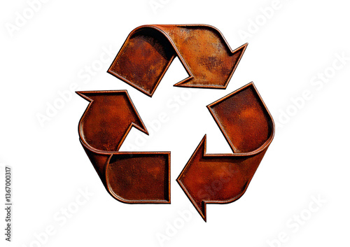 Rusty Recycle Symbol isolated on transparent or white background photo