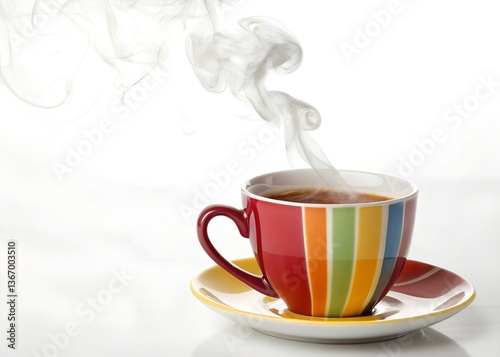 Steam Rising from a Cup of Hot Tea  Isolated on White