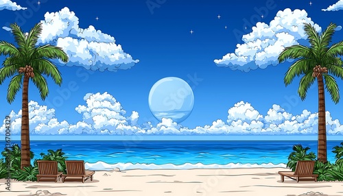 Tropical Beach Night Scene