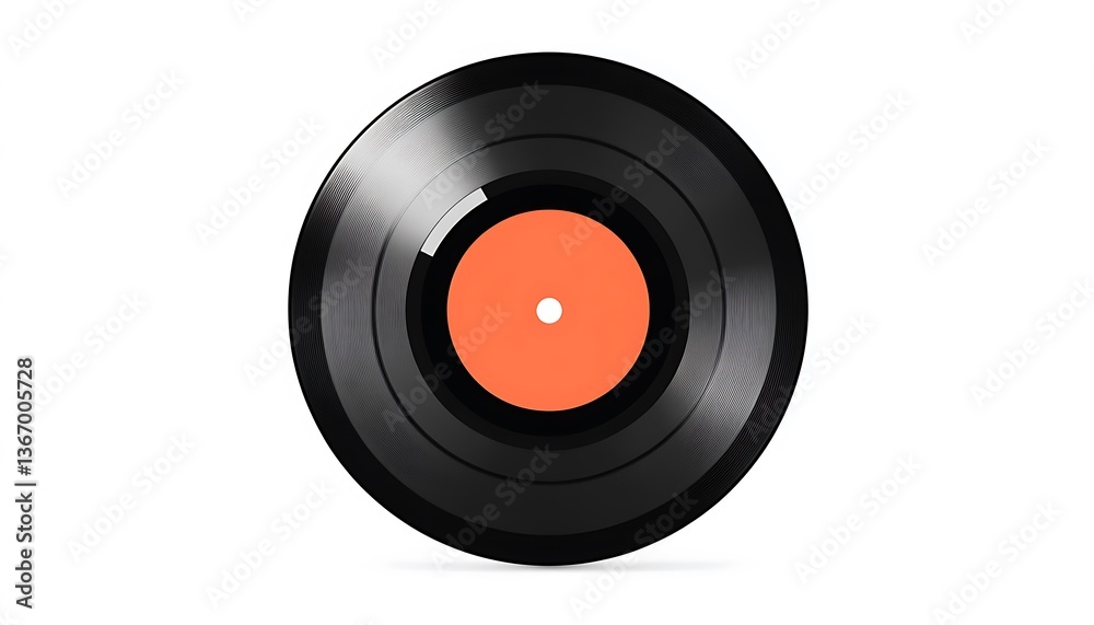 Fototapeta premium Black vinyl record with orange label.