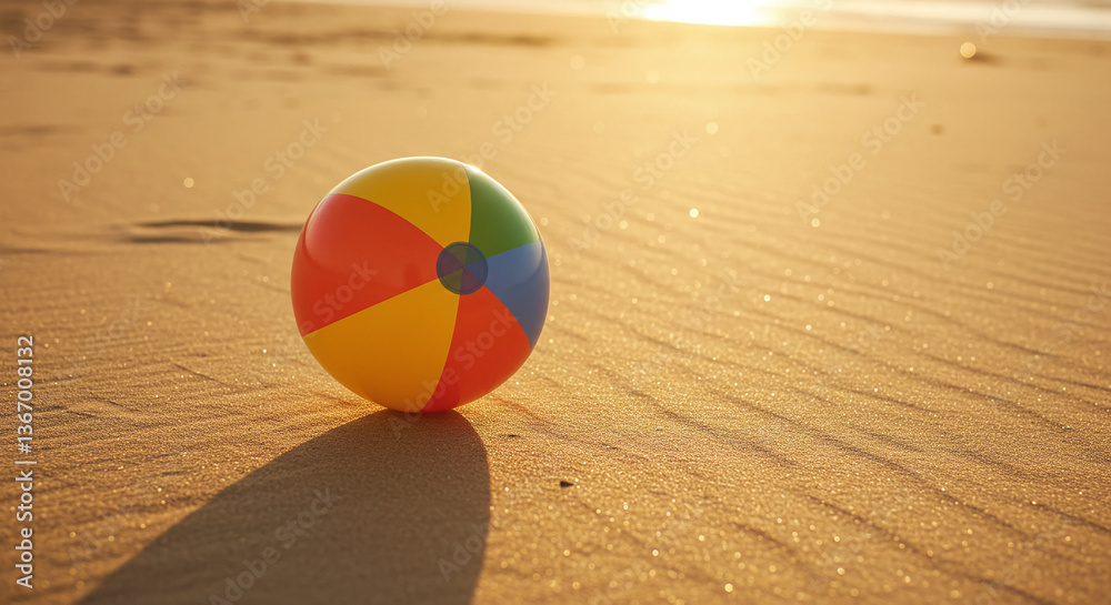 Obraz premium pelota de playa colorida en la arena 