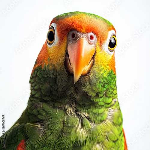 colorful parrot with full-body cinematic shot

