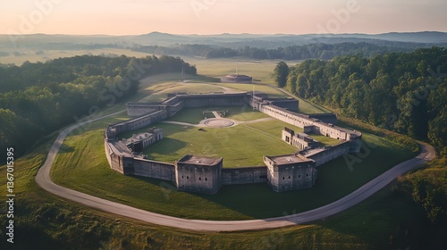 Historic aerial view of fort knox kentucky architecture scenic elevated heritage