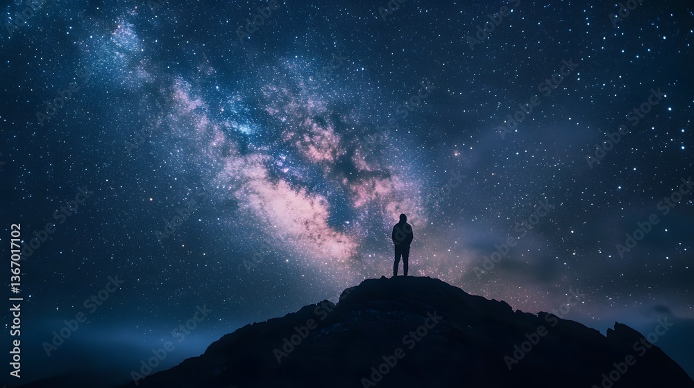 Stargazing under the milky way mountain top night sky view enchanted environment Stargazing under the milky way mountain top night sky view enchanted environment