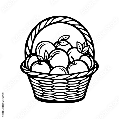 drawing of a basket filled with apples
