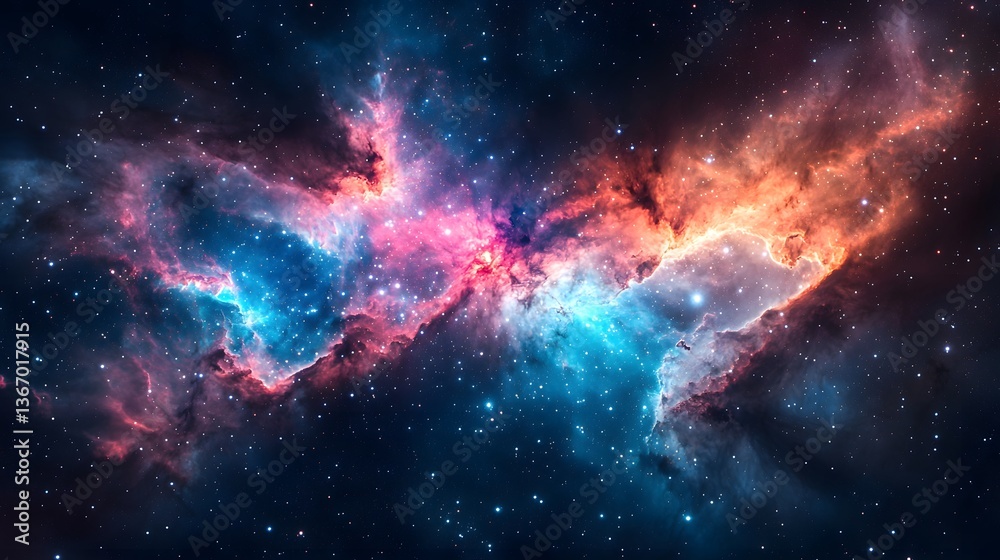 Obraz premium Luminous cosmic gas clouds illuminate the galactic landscape