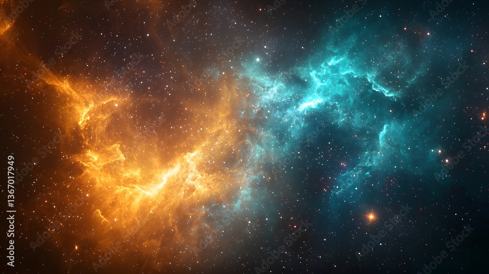 Fototapeta premium Cosmic nebula formation outer space digital art stellar environment wide angle celestial wonder
