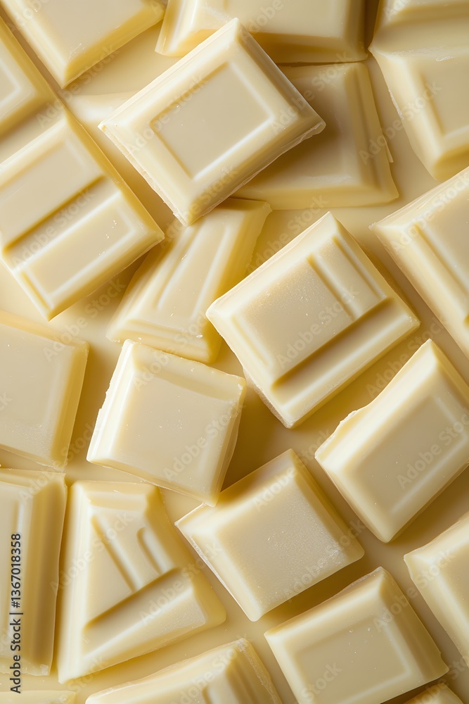 A close-up of white chocolate bar arranged in rows, symbolizing the pattern found on some digital products A close-up of white chocolate bar arranged in rows, symbolizing the pattern found on some digital products