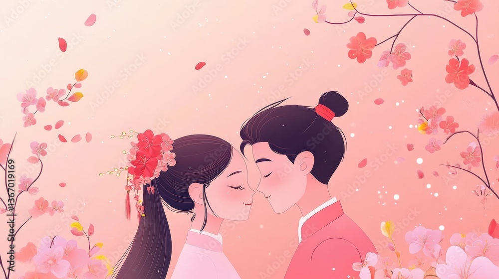 A Romantic Encounter in a Floral Setting A Romantic Encounter in a Floral Setting