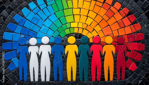Rainbow Mosaic People Unity