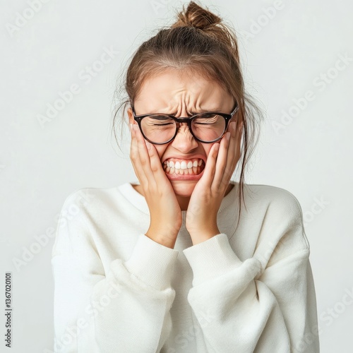 standing in discomfort with toothache


