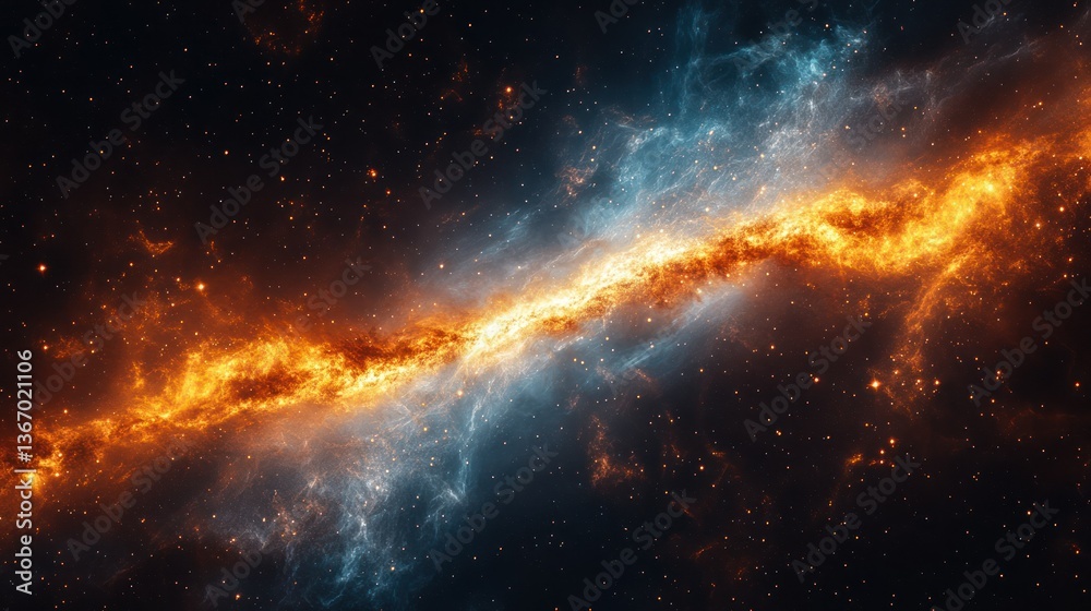 Fototapeta premium Cosmic Inferno: A Celestial Dance of Fire and Ice