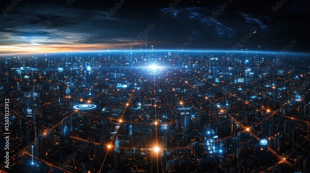 custom made wallpaper toronto digitalFuturistic Cityscape Orbiting Earth