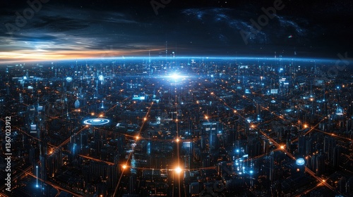 Wallpaper Mural Futuristic Cityscape Orbiting Earth Torontodigital.ca