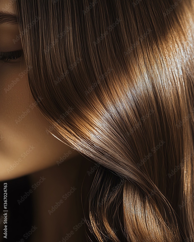 Fototapeta premium Shiny healthy hair texture for beauty product, elegant advertising background with shiny healthy hair concept Close-up of beautiful, shiny, healthy hair.