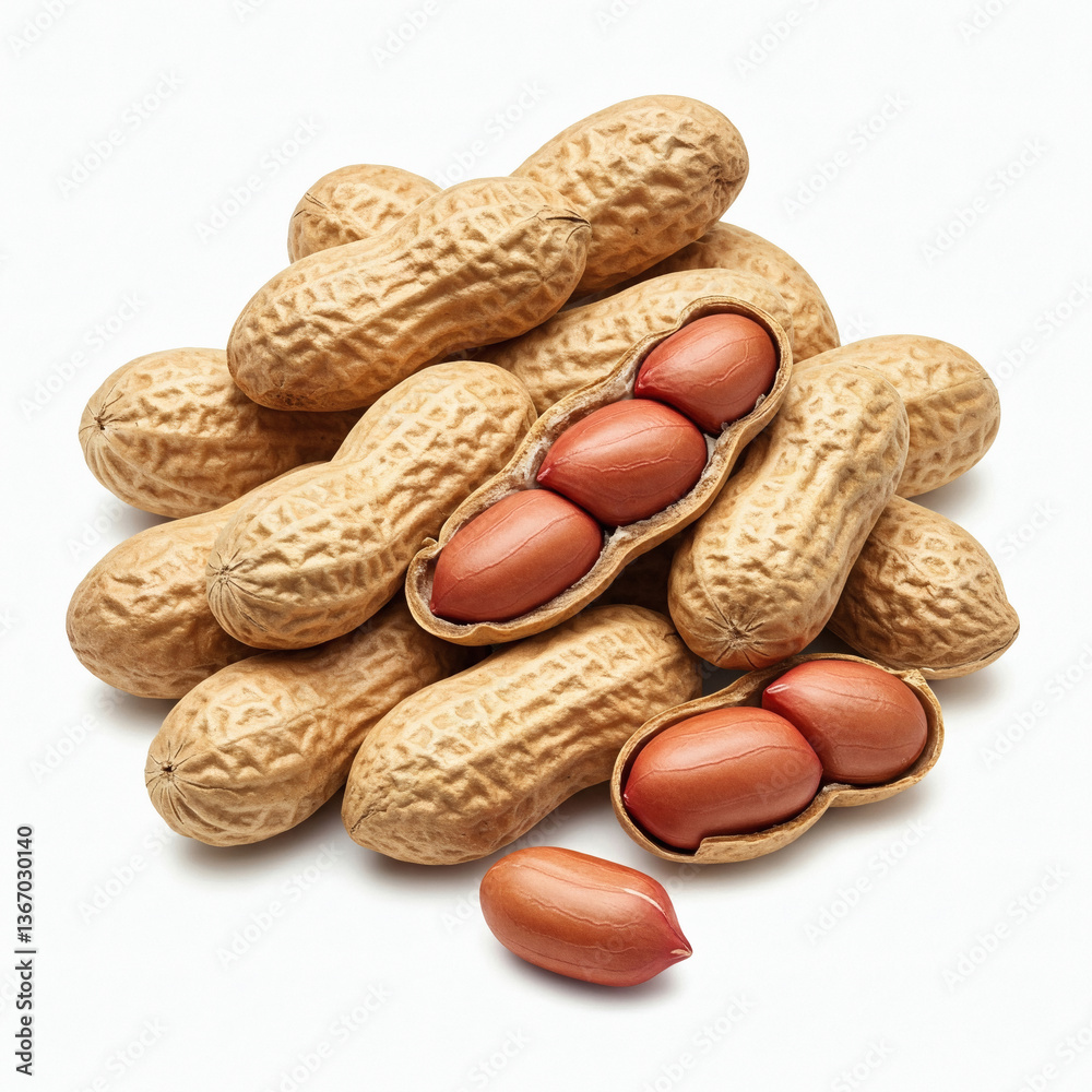 Peanuts in shell isolated on white background. Close-up. Peanuts in shell isolated on white background. Close-up.