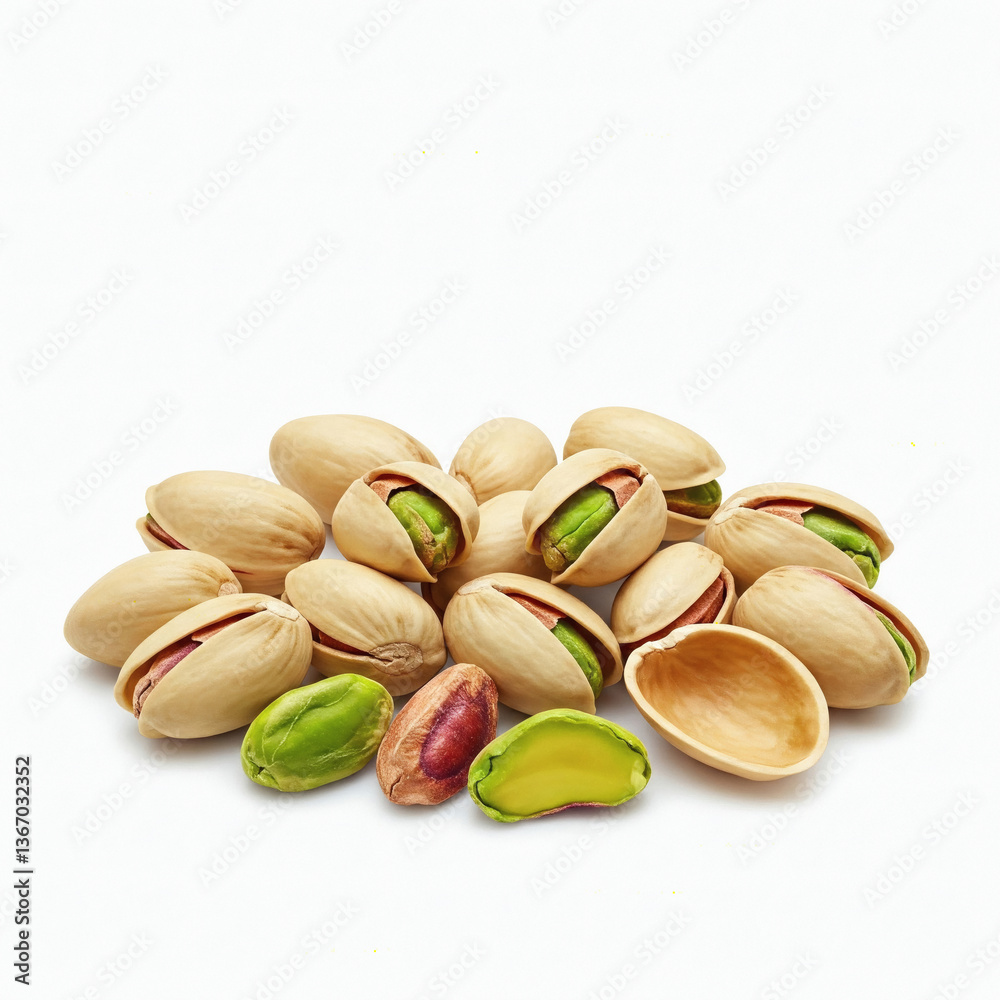 Pistachio nuts isolated on white background. Healthy food. Pistachio nuts isolated on white background. Healthy food.