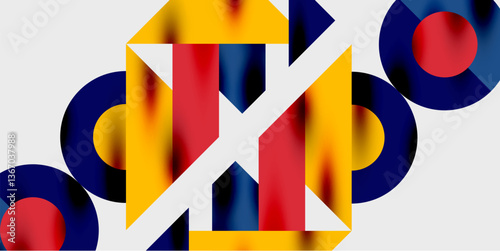 Modern abstract background featuring circles, lines, and triangles in a dynamic geometric composition. Perfect for stylish, tech, or creative-themed designs