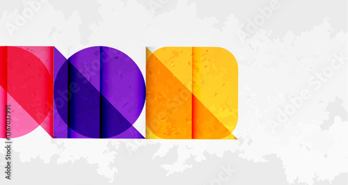 Squares, circles and triangles and grainy noisy texture. Vector Illustration For Wallpaper, Banner, Background, Card, Book Illustration, landing page