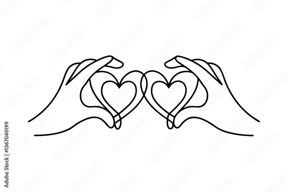 Fototapeta premium Two Hands Forming Interlocking Hearts Love, Unity, and Care