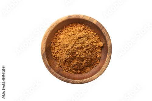 Brown powder in wooden bowl spice ingredient cooking food recipe culinary herb