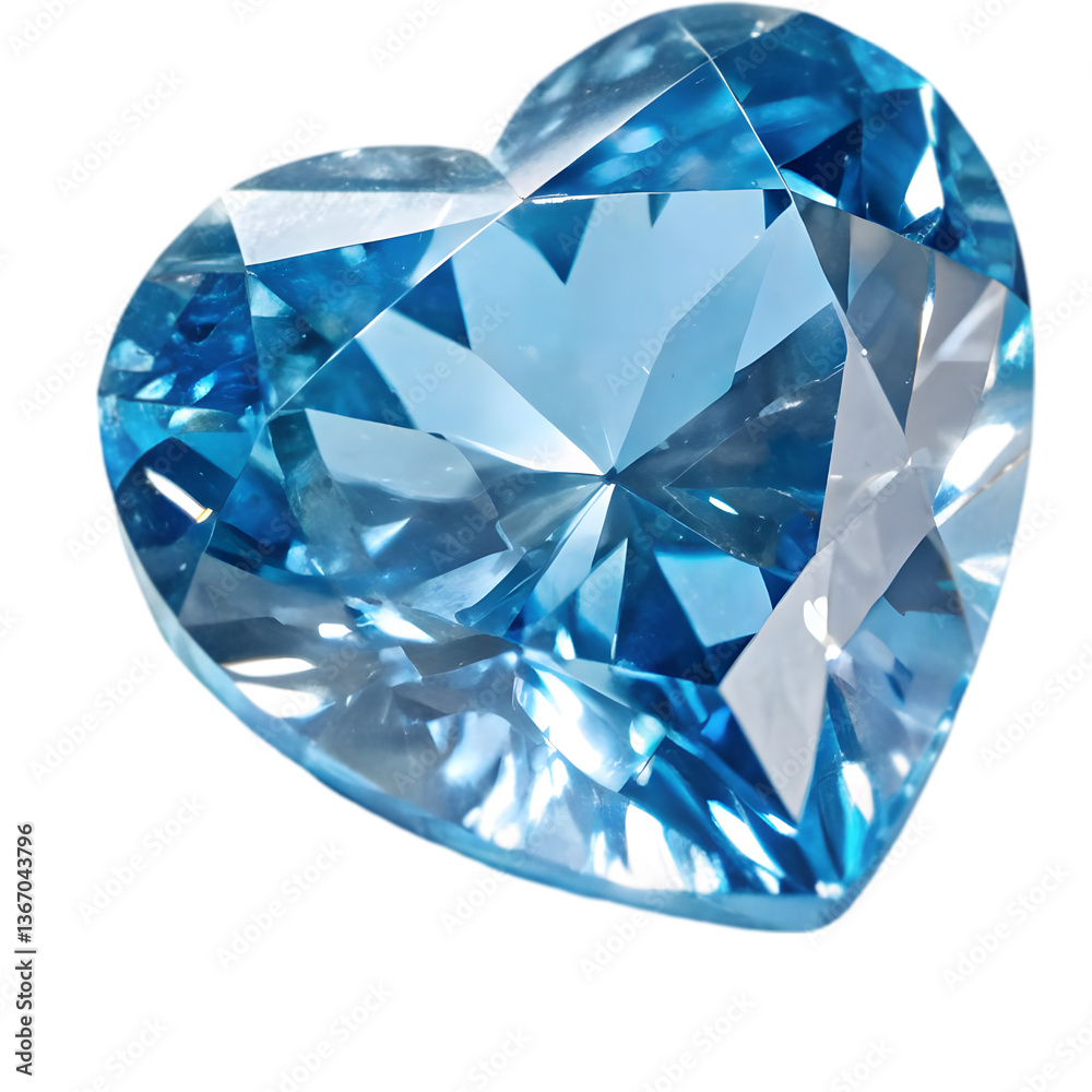 Fototapeta premium Blue Heart Gem: Stunning Jewel Image isolated on transparent background