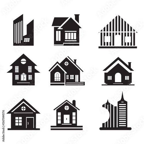 House Icons Set Real Estate Vector Illustration.