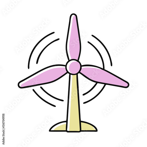 Wind turbine spinning with pink blades in a clean environment  