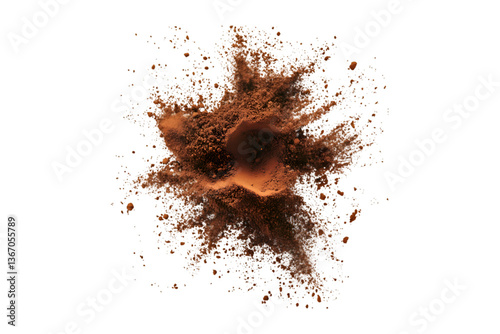 Cocoa powder explosion dark background brown tones