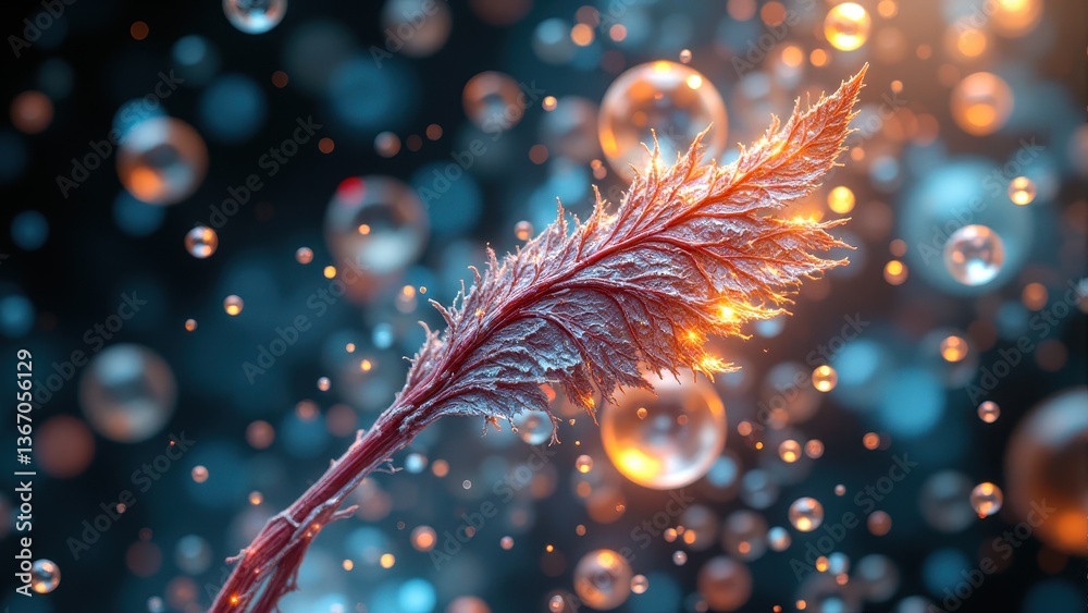 custom made wallpaper toronto digitalFrosted Leaf with Bubbles in Dreamy Background of Light and Texture