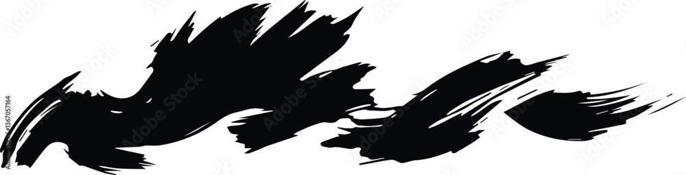 Naklejka premium Grunge Black Ink Brush Stroke Vector – High-Resolution Paint Texture for Digital and Print Use
