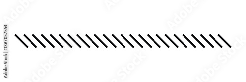 Slash line. Border with diagonal lines. Angle of tilt stripes. Black pattern of footer isolated vector on white background. EPS 10