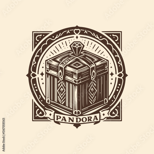 vector illustration of pandora box in greek ornament