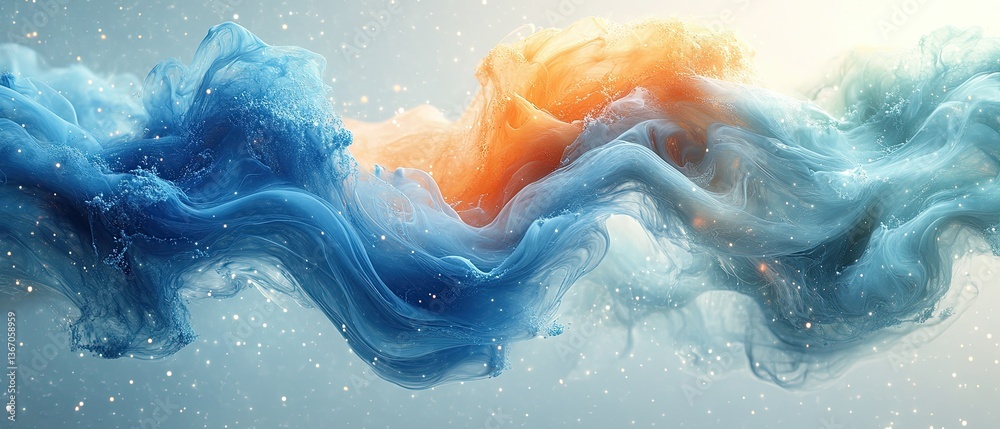 Fototapeta premium High-contrast fluid art with emerald green sapphire splatters and seamless transitions. Web banners, corporate identity materials 