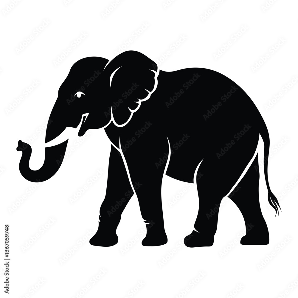 Obraz premium Mascot Carbon Footprint Elephant Silhouette, Vector, Icon, Logo, White Background.