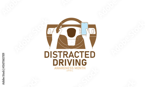 Distracted Driving Awareness Month. background, banner, card, poster, template, Vector, illustration.