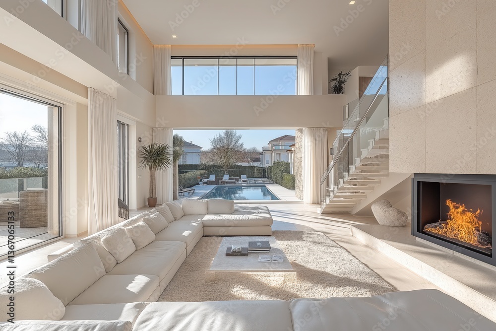 Naklejka premium luxury villa living room