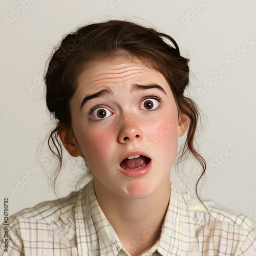 shocked expression on young actress's face

