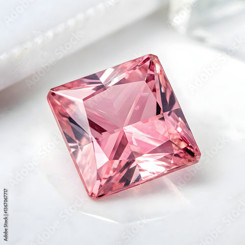 Pink Square Gemstone, Cut, Jewelry
