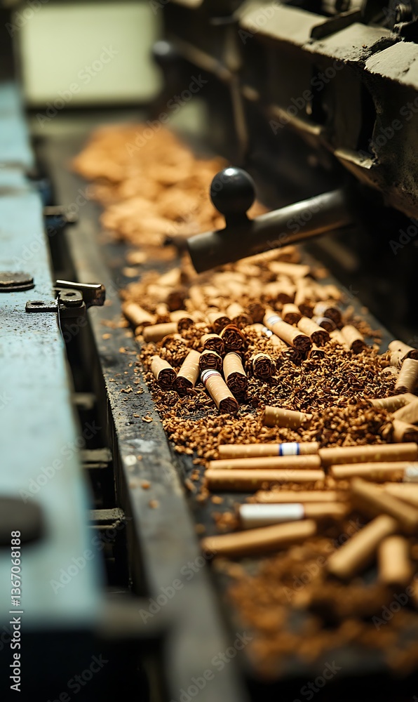 cigarettes on a conveyor belt cigarettes on a conveyor belt