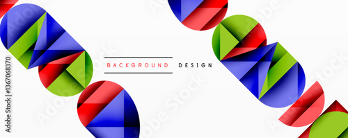 Abstract geometric pattern with intersecting circles and triangles in gradients. The high-contrast composition creates depth and a dynamic, modern aesthetic